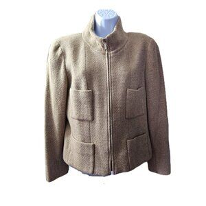 Vintage Autumn 2000 Chanel Woven Cashmere Beige Coat Size 44 (US 12)